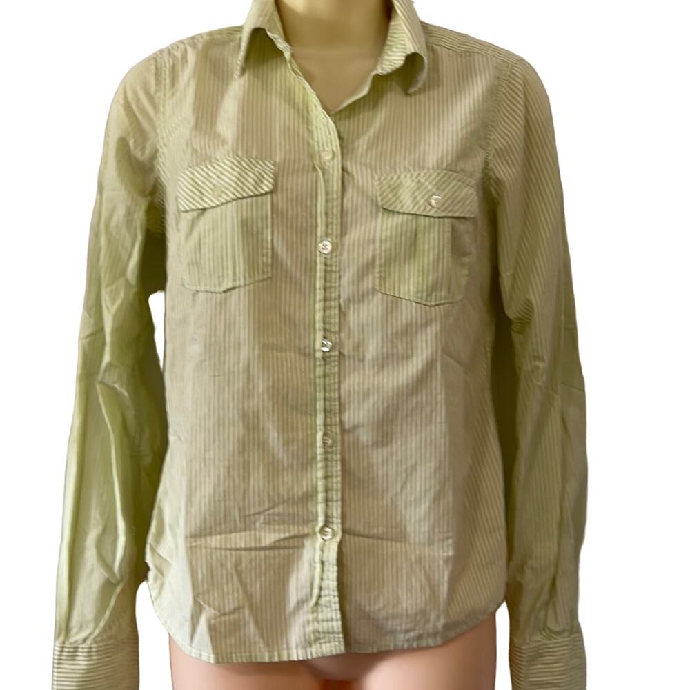 American Eagle 🦅 Outfitters Favorite Size 2 Green and White Striped Blouse